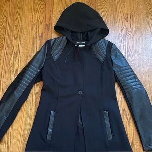 Blanc Noir Black Hooded Moto Blazer